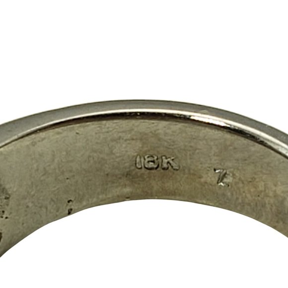 Vintage 18 Karat White Gold Moonstone and Diamond Ring Size 7.75 #10670 - Picture 6 of 8